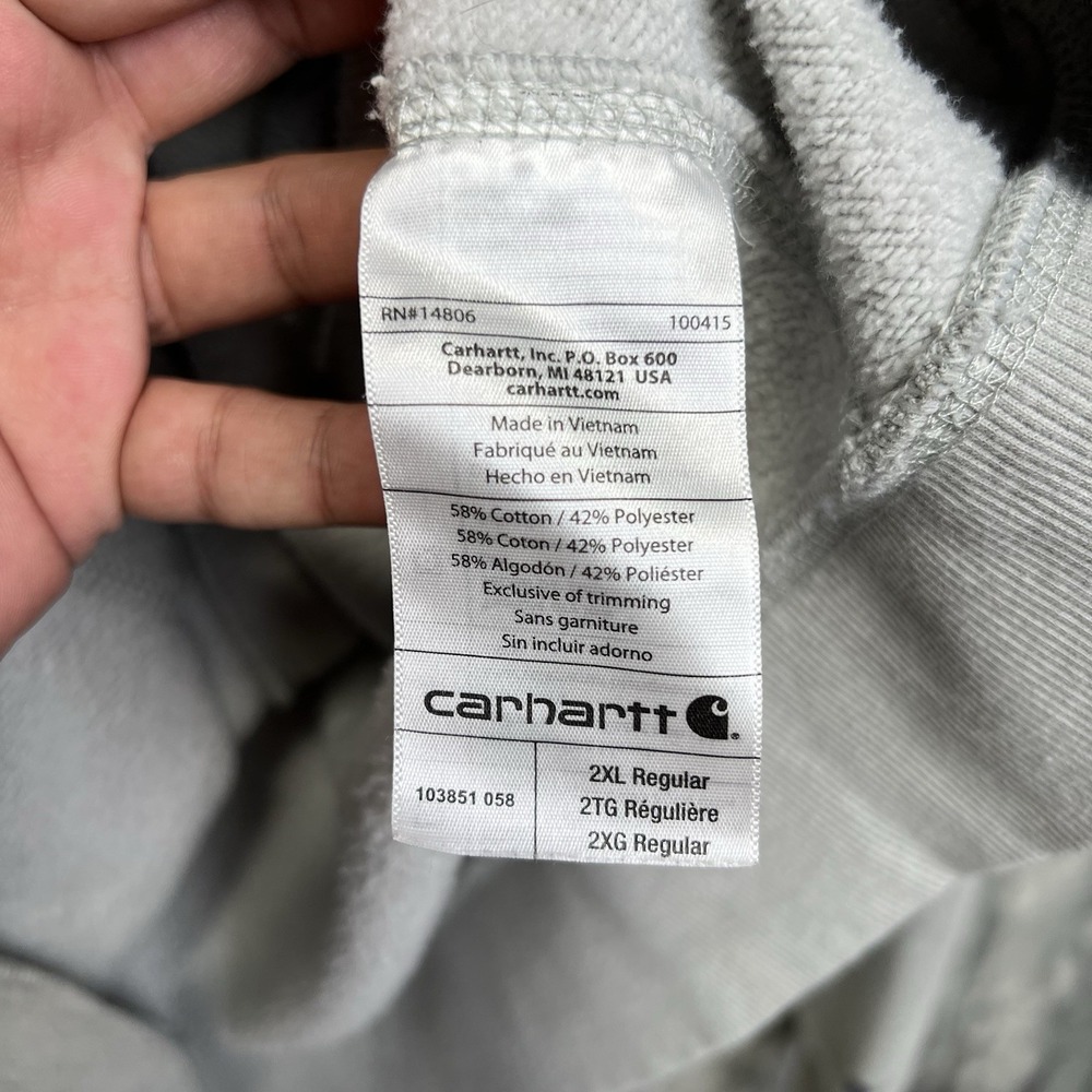 Carhartt Hoodie Mens 2XL Gray Relaxed Fit Full Zip Fleece Sweatshirt Workwear - Picture 4 of 8
